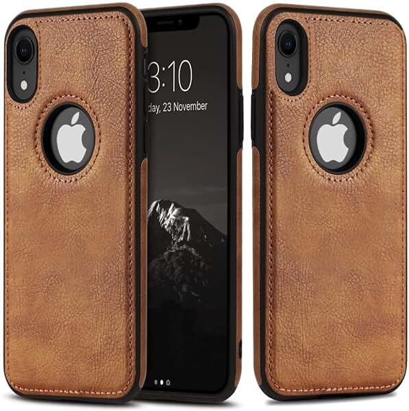 DOGODON Design Compatible with iPhone XR Case Luxury Leather Business Vintage Slim Non-Slip Soft Grip Shockproof Protective Cover (2018) 6.1 Inch (Brown) - Product Image