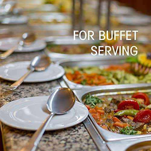 Stainless Steel Metal Serving Utensils - Large Serving sets-10" Spoons, 10" Slotted Spoons and 9" Tongs by Teivio (Silver, Set of 12) - Image 7