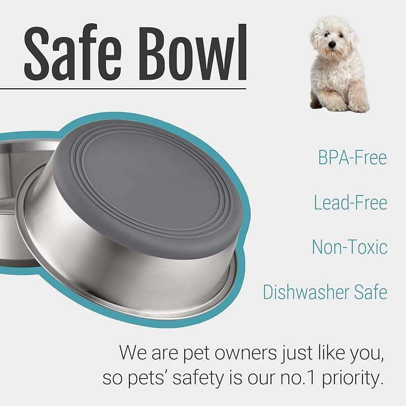 PEGYY11 Nonslip Stainless Steel Dog Bowls, 3.8 US Cup, 2 Count - Image 2