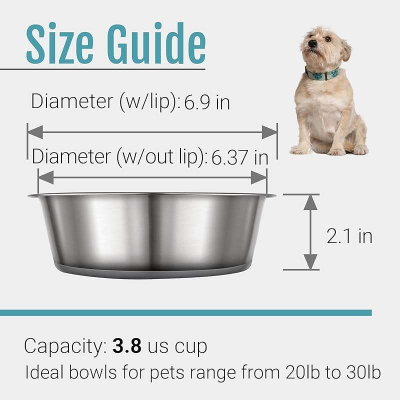 PEGYY11 Nonslip Stainless Steel Dog Bowls, 3.8 US Cup, 2 Count - Image 5