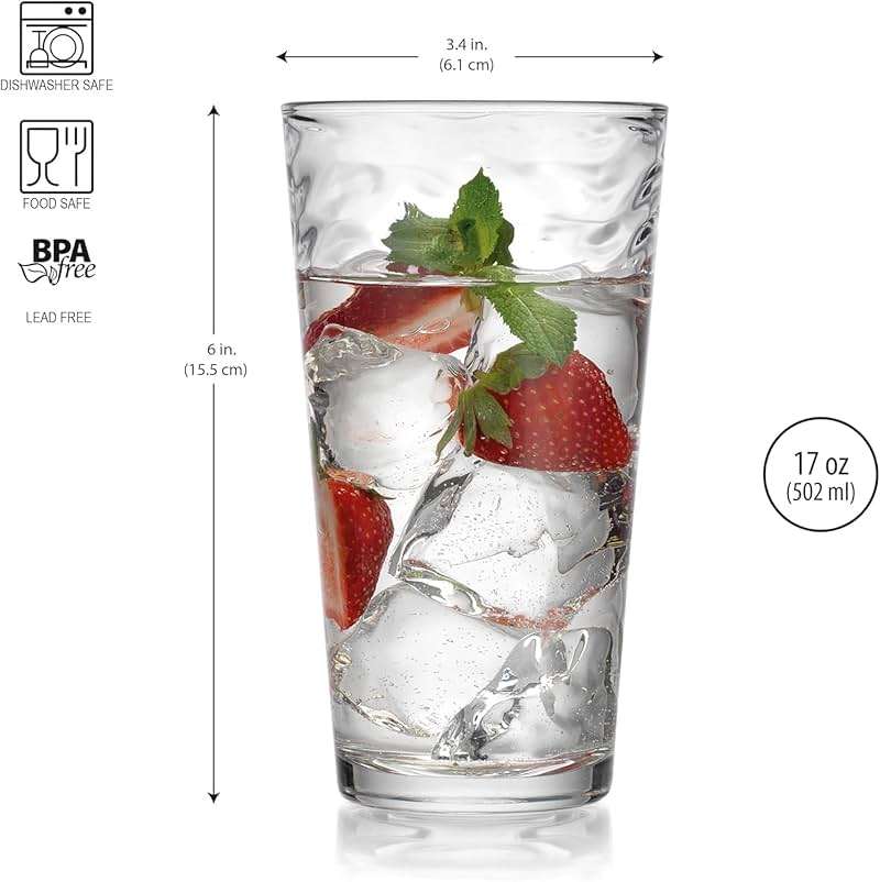 Glaver's Drinking Glasses Set of 10 Highball Glass Cups, 17 Oz Cooler Glassware. Home and Bar Everyday Basic Drinkware Elegant Kitchen Glasses for Water, Juice, Cocktails, Iced Tea. - Image 3
