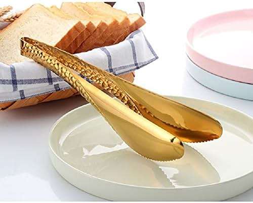 2 Pack 8 Inch Gold Salad Tongs Serving Tongs 8 Inch Stainless Steel Cooking Utensils Non-slip & Easy Grip Metal Tongs Small Tongs for Serving Appetizers Buffet Dessert Table - Image 4