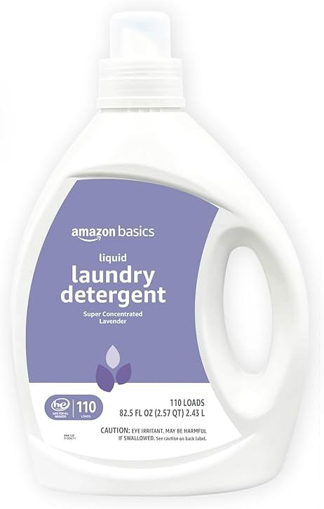 Amazon Basics Concentrated Liquid Laundry Detergent, Lavender Scent, HE Compatible, 110 Loads, 82.5 Fl Oz (Previously Solimo) - Product Image