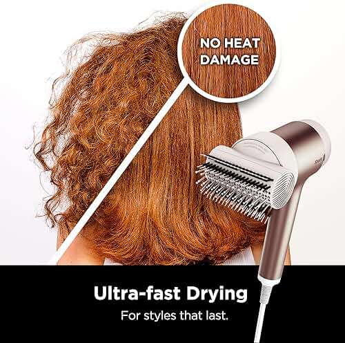 Shark HD112BRN Hair Blow Dryer HyperAIR Ionic Hair Dryer with 2-in-1 Concentrator and Styling Attachments, Auto Presets, Rotatable Hot Air Brush, No Heat Damage, Ionic, Stone - Image 2