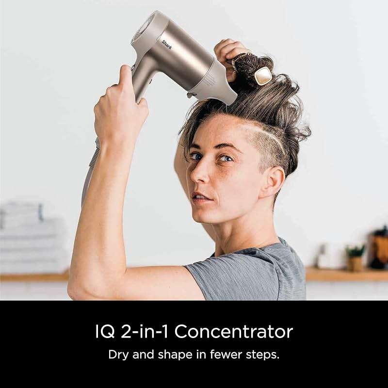 Shark HD112BRN Hair Blow Dryer HyperAIR Ionic Hair Dryer with 2-in-1 Concentrator and Styling Attachments, Auto Presets, Rotatable Hot Air Brush, No Heat Damage, Ionic, Stone - Image 5