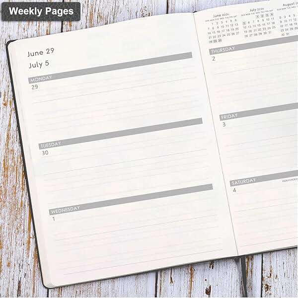Planner 2026-2027 - 8.5" x 11" 2026-2027 Planner Weekly and Monthly, July 2026 - June 2027, Faux Leather Cover, Pen Holder, Pocket, 25 Notes Pages, A4 Premium Paper - Gray - Image 4