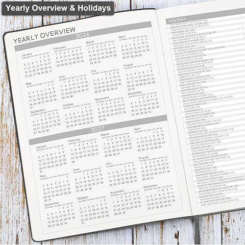 Planner 2026-2027 - 8.5" x 11" 2026-2027 Planner Weekly and Monthly, July 2026 - June 2027, Faux Leather Cover, Pen Holder, Pocket, 25 Notes Pages, A4 Premium Paper - Gray - Image 5