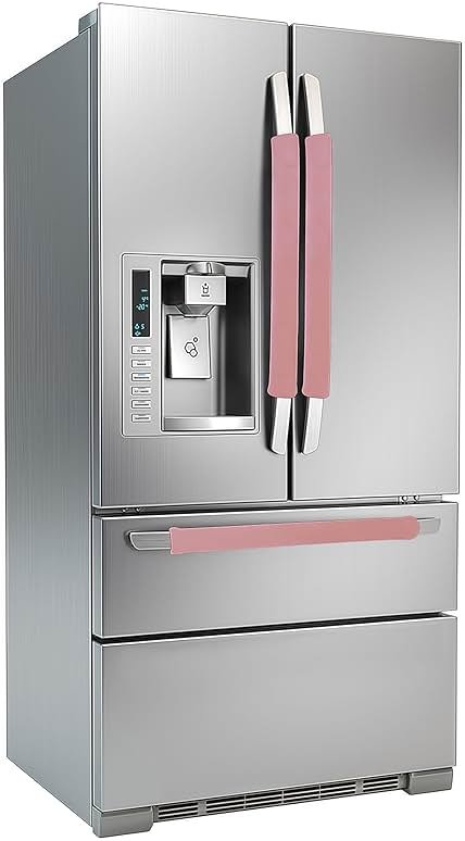 Daixers 3PCS Refrigerator Door Handle Covers Kitchen Decor Keep Appliance Clean Anti-Static Stains for Fridge Dishwashers Velvet (Pink) - Product Image