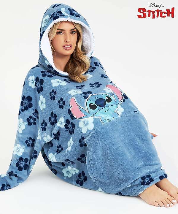 Disney Stitch Blanket Hoodie for Women Teens, Wearable Oversized Fleece Hooded Poncho with Pocket, Cozy Gifts for Women - Image 4