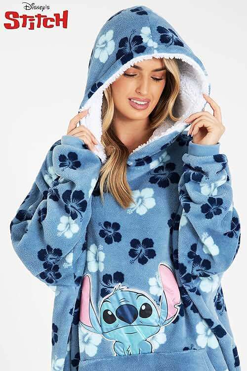 Disney Stitch Blanket Hoodie for Women Teens, Wearable Oversized Fleece Hooded Poncho with Pocket, Cozy Gifts for Women - Image 5