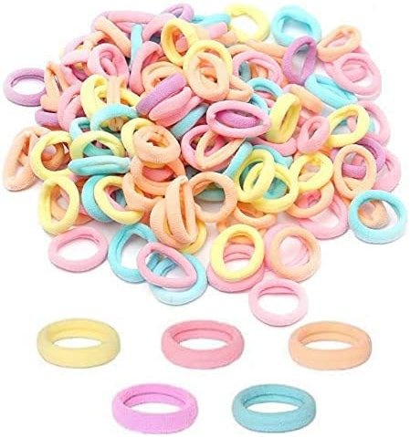 200Pcs Baby Hair Ties, Soft Cotton Toddler Hair Ties 1 Inch Multicolor Seamless Hair Bands for Girls Kids - Product Image