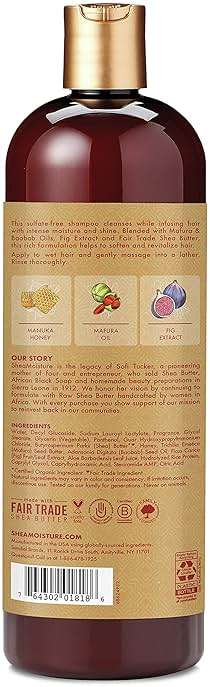 Shea Moisture Intensive Hydration Shampoo Manuka Honey & Mafura Oil, For Extra Dry, Damaged Hair, Sulfate-Free, 24 oz - Image 2