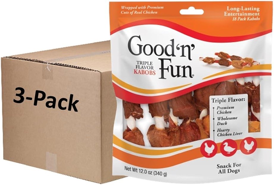Good'n'Fun Triple Flavored Rawhide Kabobs for Dogs, 12 Oz (3 Pack) - Product Image