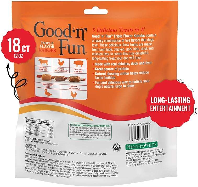 Good'n'Fun Triple Flavored Rawhide Kabobs for Dogs, 12 Oz (3 Pack) - Image 3