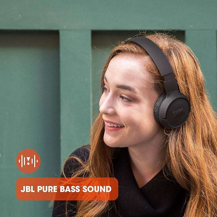 JBL Tune 510BT Wireless Bluetooth On-Ear Headphones with Pure bass Sound - Black (Renewed) - Image 2