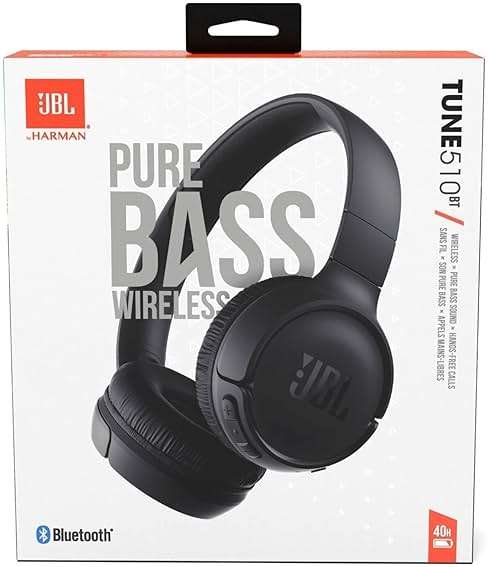 JBL Tune 510BT Wireless Bluetooth On-Ear Headphones with Pure bass Sound - Black (Renewed) - Image 3