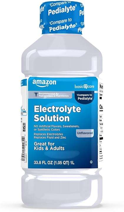 Amazon Basic Care Oral Electrolyte Solution with Zinc for Rehydration, Unflavored, No Artificial Flavors or Sweeteners, 33.8 fl oz (1-Pack) - Image 1