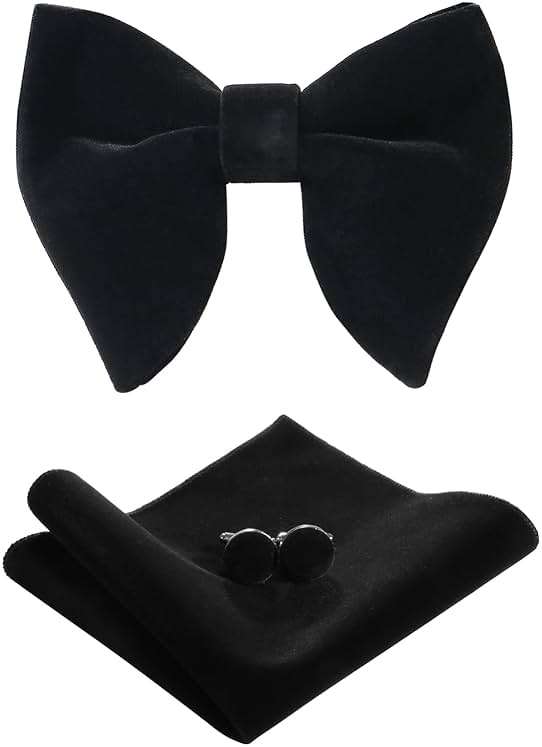 PACGOTH Bow Ties for Men Pre-Tied Bow Tie Vintage Tuxedo Oversized Velvet Bow Ties Cufflinks Pocket Square Sets With Gift Box - Image 1