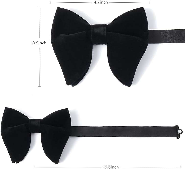 PACGOTH Bow Ties for Men Pre-Tied Bow Tie Vintage Tuxedo Oversized Velvet Bow Ties Cufflinks Pocket Square Sets With Gift Box - Image 6