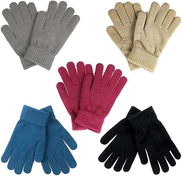 GOLEDLF Winter Magic Gloves for Adults, 5 Pairs of Stretchy Knit Warm Gloves for Men, Women and Teens - Image 7