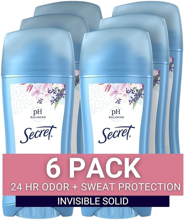 Secret Antiperspirant and Deodorant Women, Powder Clean Invisible Solid 2.6 oz (Pack of 6) - Product Image