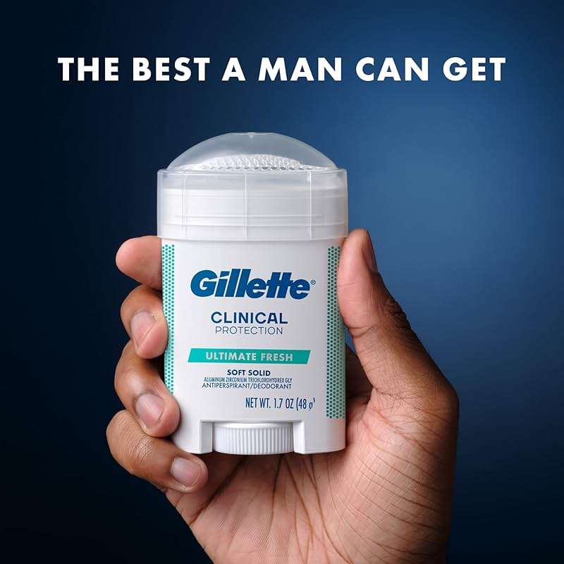 Gillette Clinical Antiperspirant and Deodorant for Men, 72hr Sweat & Odor Protection, Long Lasting Freshness, Anti-White Mark Technology, Soft Solid, Ultimate Fresh Scent, 1.7 oz (Pack of 3) - Image 11