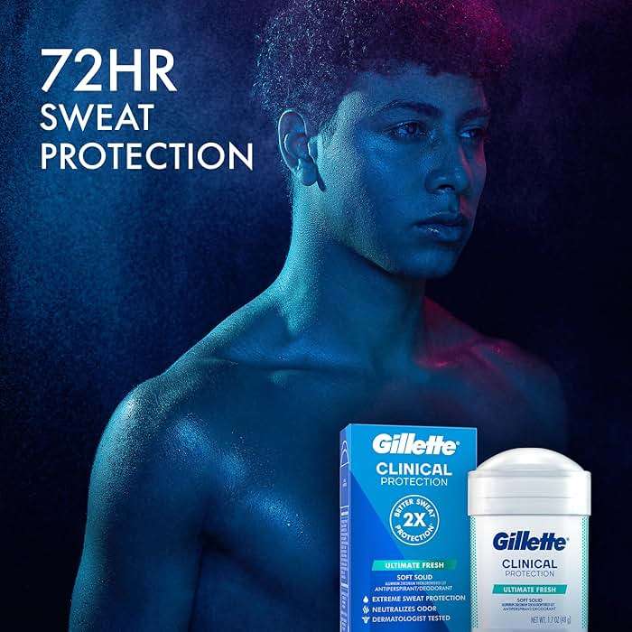 Gillette Clinical Antiperspirant and Deodorant for Men, 72hr Sweat & Odor Protection, Long Lasting Freshness, Anti-White Mark Technology, Soft Solid, Ultimate Fresh Scent, 1.7 oz (Pack of 3) - Image 3