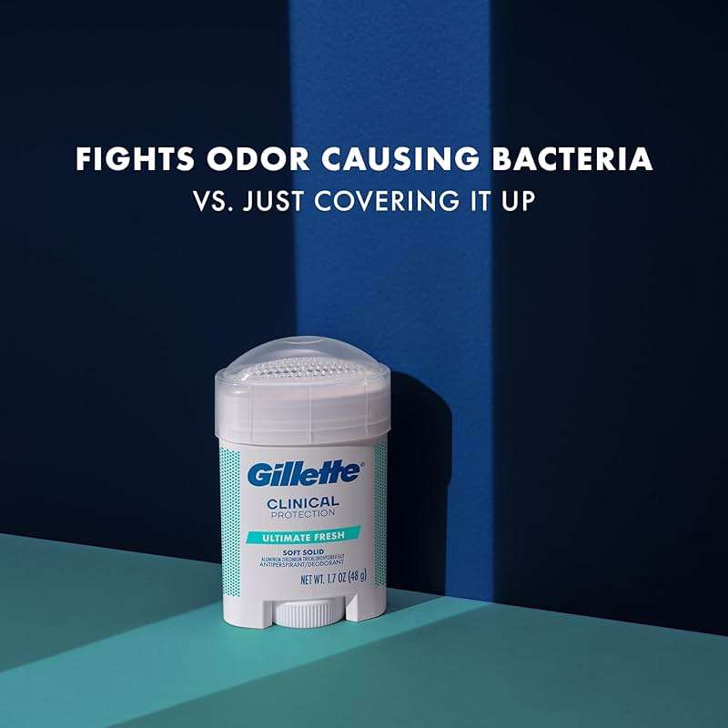 Gillette Clinical Antiperspirant and Deodorant for Men, 72hr Sweat & Odor Protection, Long Lasting Freshness, Anti-White Mark Technology, Soft Solid, Ultimate Fresh Scent, 1.7 oz (Pack of 3) - Image 5