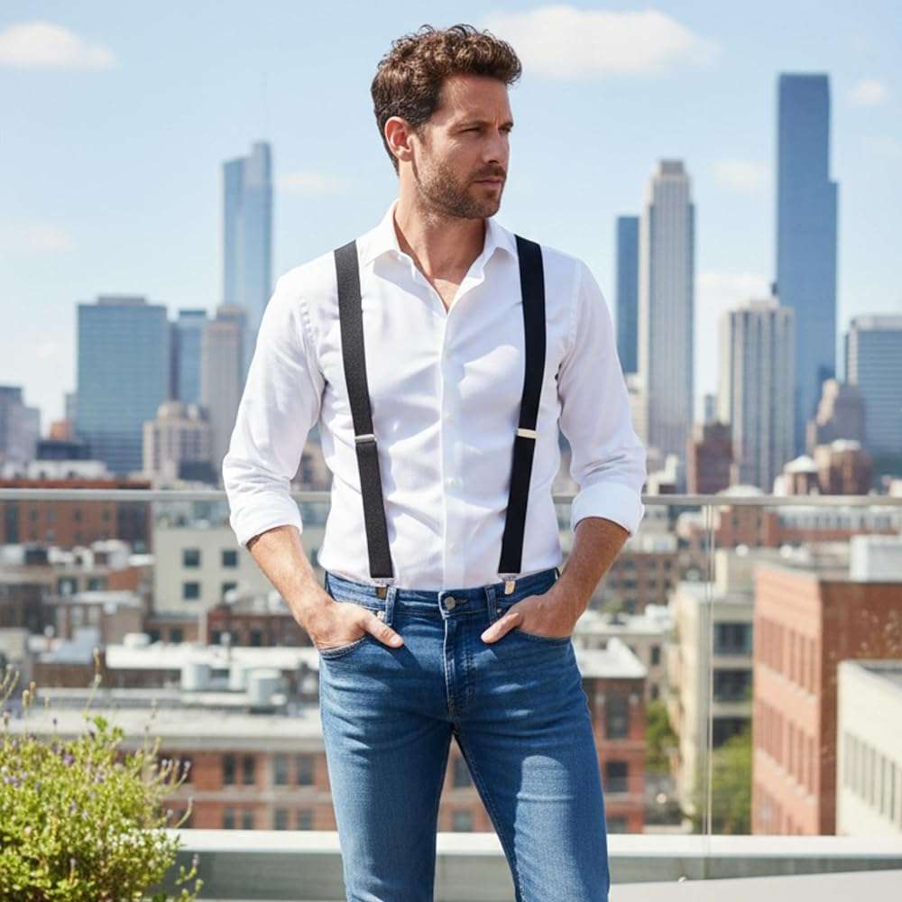 Dibi Suspenders for Men Y-Back Heavy Duty Mens Suspenders Strong Clips Elastic Adjustable Dress Pants Jeans Wedding Formal - Image 2