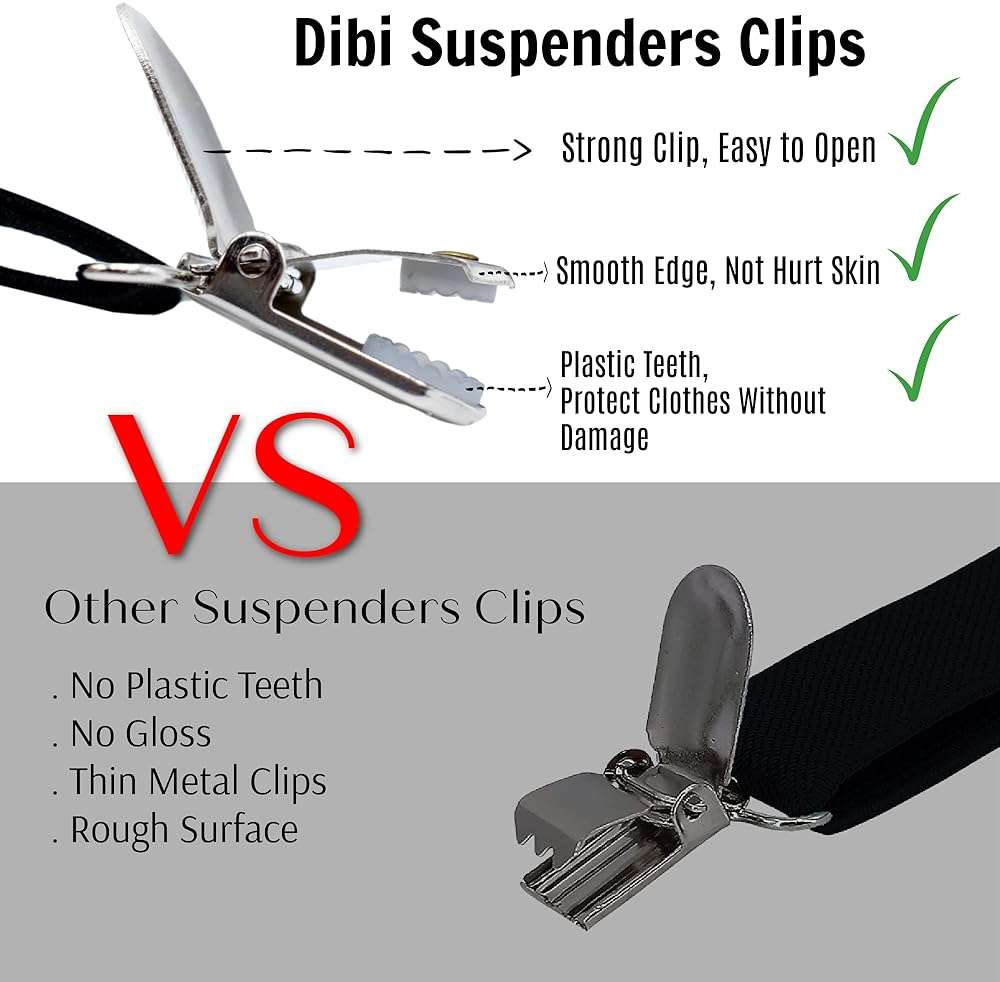Dibi Suspenders for Men Y-Back Heavy Duty Mens Suspenders Strong Clips Elastic Adjustable Dress Pants Jeans Wedding Formal - Image 5