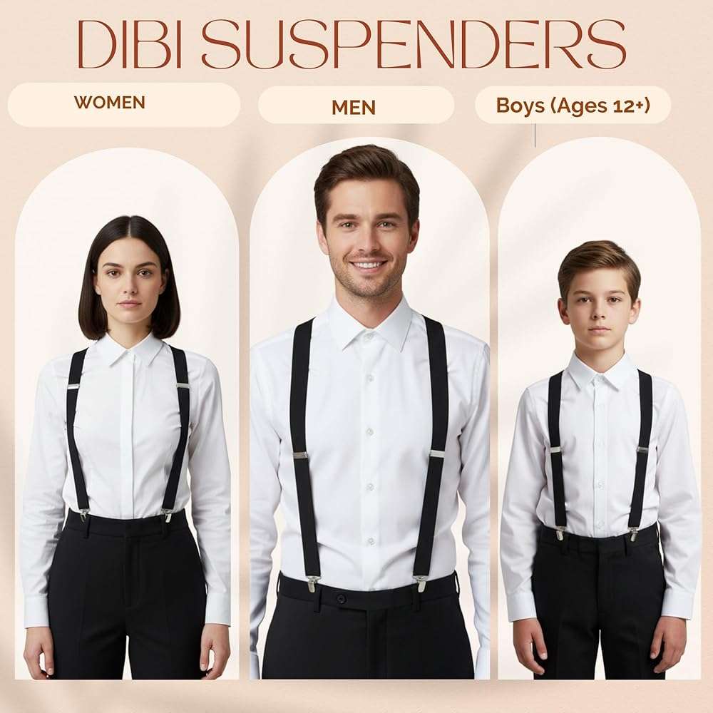 Dibi Suspenders for Men Y-Back Heavy Duty Mens Suspenders Strong Clips Elastic Adjustable Dress Pants Jeans Wedding Formal - Image 7