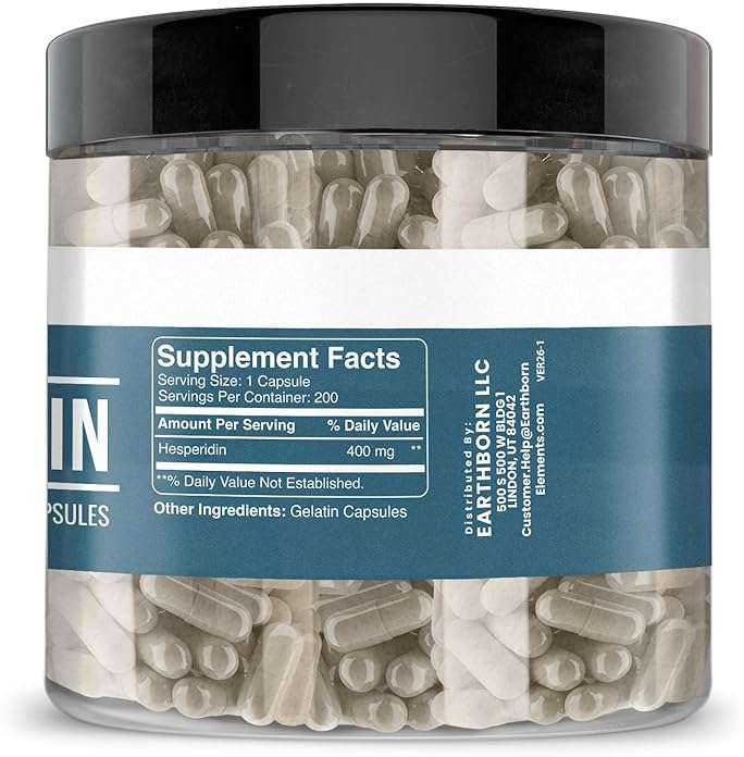 Earthborn Elements Hesperidin 200 Capsules, Pure & Undiluted, No Additives - Image 2
