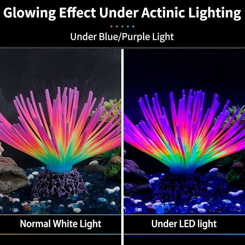 Uniclife Aquarium Imitative Rainbow Sea Urchin Ball Artificial Silicone Ornament with Glowing Effect for Fish Tank Landscape Decoration - Image 3