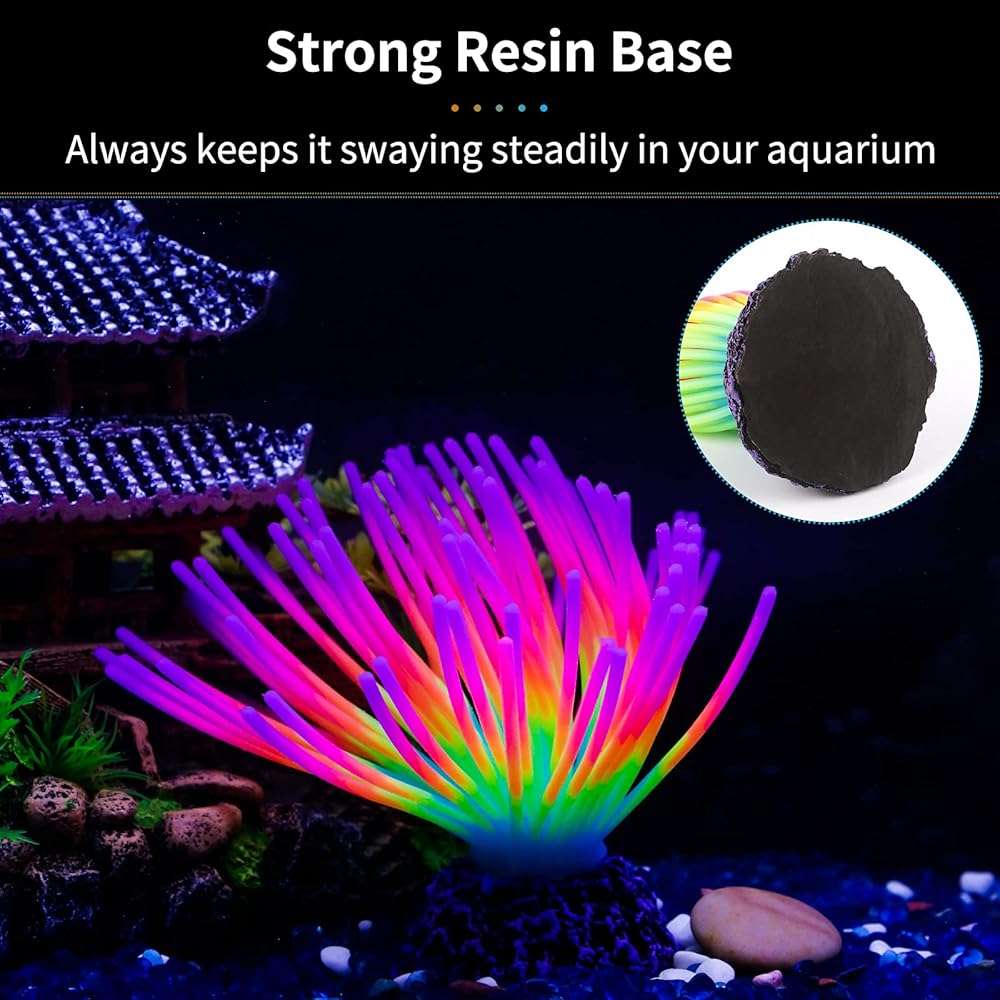 Uniclife Aquarium Imitative Rainbow Sea Urchin Ball Artificial Silicone Ornament with Glowing Effect for Fish Tank Landscape Decoration - Image 4