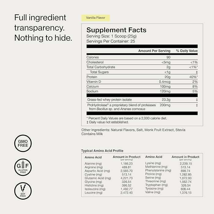 Momentous Essential Grass-Fed Whey Protein Powder - 20 g Whey Isolate Protein - NSF Certified for Sport - Gluten-Free - 25 Servings for Essential Everyday Use - Vanilla - Package May Vary - Image 9