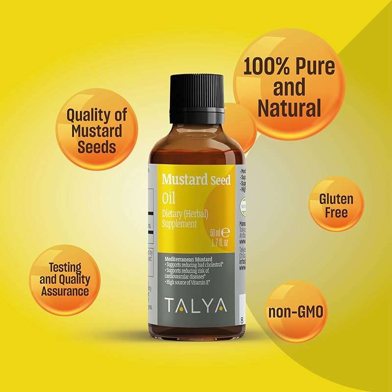 TALYA Herbal Pure Mustard Oil (Brassica nigra oleum) 100% Natural Pure Cold Pressed Oil 50ml (1.7 oz) glass bottle - Image 2