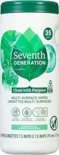 Seventh Generation Multi-Surface Cleaning Wipes, Garden Mint Scent, Cuts Grease & Grime, 35 Wipes - Image 2