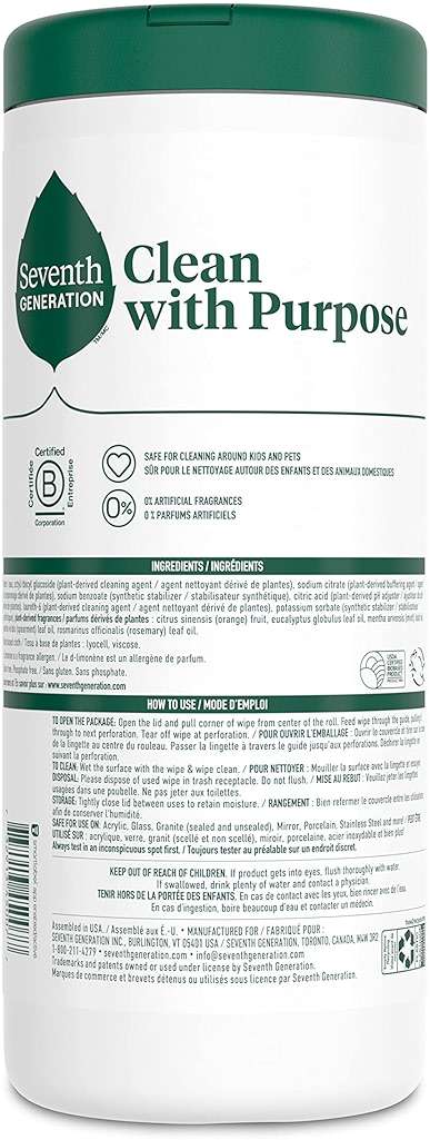 Seventh Generation Multi-Surface Cleaning Wipes, Garden Mint Scent, Cuts Grease & Grime, 35 Wipes - Image 3