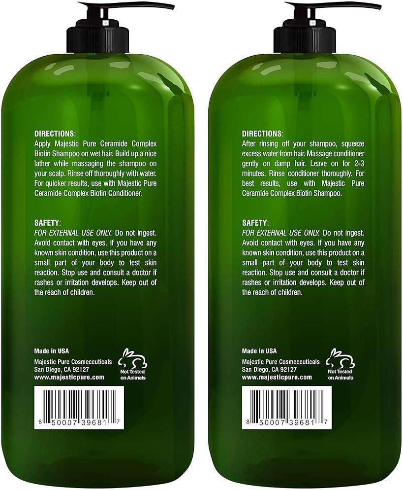 MAJESTIC PURE Biotin Shampoo and Conditioner Set - With Essential Oils & Ceramides - Helps Hair Growth, Thickening, Dry & Colored Hair - Sulfate Free - For All Hair Types - Men & Women - 16 fl oz each - Image 8