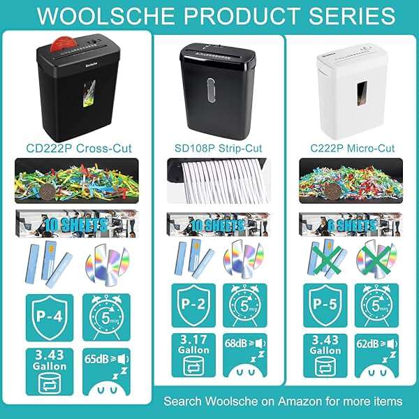 Woolsche Paper Shredder,10-Sheet Cross Cut with 3.43-Gallon Basket, P-4 Security Level,3-Mode Design - Shreds CD and Credit Card,Durable,Fast and Jam Proof for Home Office (ETL Certified) - Image 3