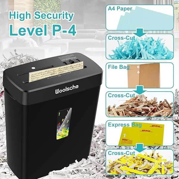 Woolsche Paper Shredder,10-Sheet Cross Cut with 3.43-Gallon Basket, P-4 Security Level,3-Mode Design - Shreds CD and Credit Card,Durable,Fast and Jam Proof for Home Office (ETL Certified) - Image 4