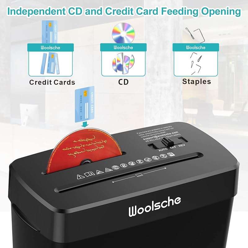 Woolsche Paper Shredder,10-Sheet Cross Cut with 3.43-Gallon Basket, P-4 Security Level,3-Mode Design - Shreds CD and Credit Card,Durable,Fast and Jam Proof for Home Office (ETL Certified) - Image 5