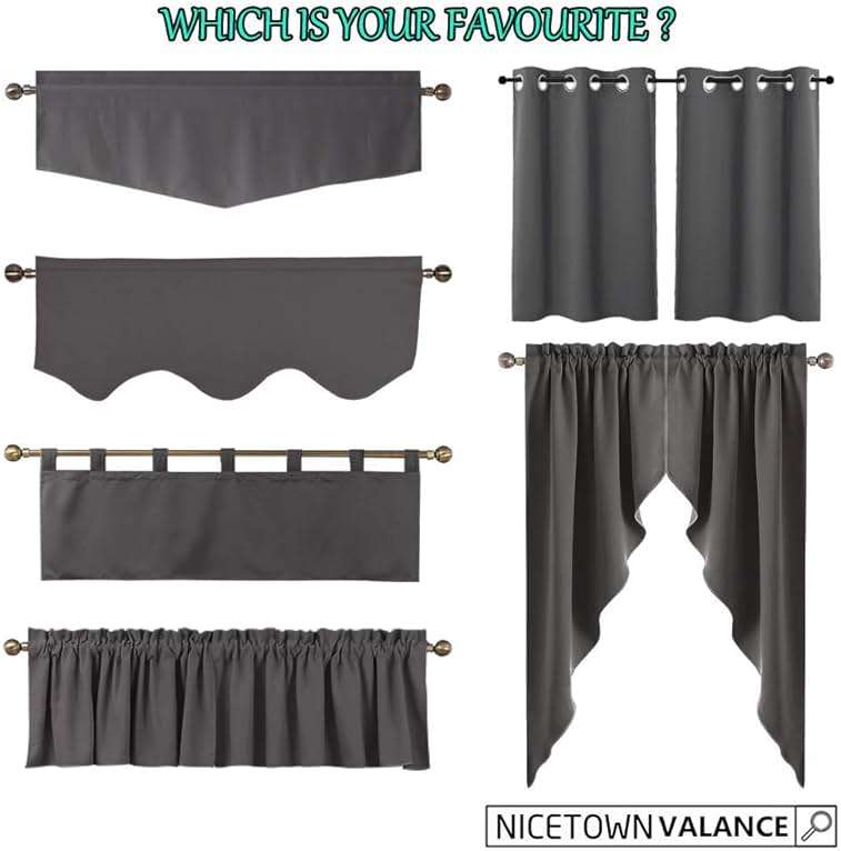 NICETOWN Balckout Swag Curtain Valances for Living Room, Farmhouse Rod Pocket Energy Saving Small Window Tiers for Thanksgiving, Stone Blue, 36" Width x 63" Length Each Panel, Set of 2 - Image 7