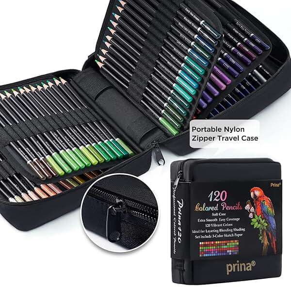 PRINA Art Supplies 120 Colors Colored Pencils Set for Adults Coloring Books with Sketchbook, Professional Vibrant Artists Coloring Pencils for Drawing Sketching Blending Shading, Soft Core Oil Based - Image 2