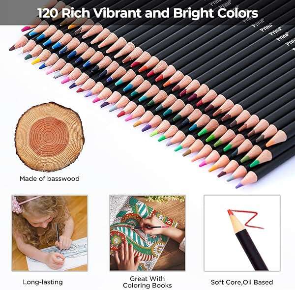 PRINA Art Supplies 120 Colors Colored Pencils Set for Adults Coloring Books with Sketchbook, Professional Vibrant Artists Coloring Pencils for Drawing Sketching Blending Shading, Soft Core Oil Based - Image 4