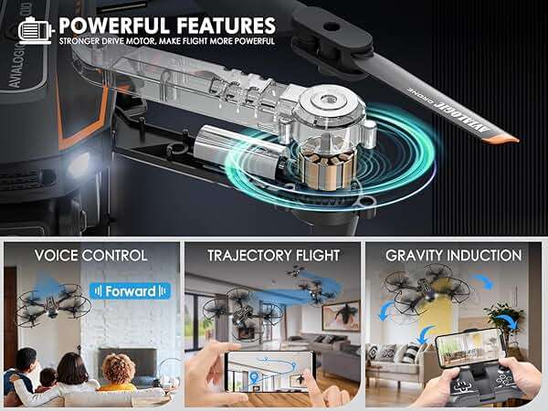 AVIALOGIC Mini Drone with Camera for Kids, Remote Control Helicopter Toys Gifts for Boys Girls, FPV RC Quadcopter with 1080P HD Live Video Camera, Altitude Hold, Gravity Control, 2 Batteries, Black - Image 5