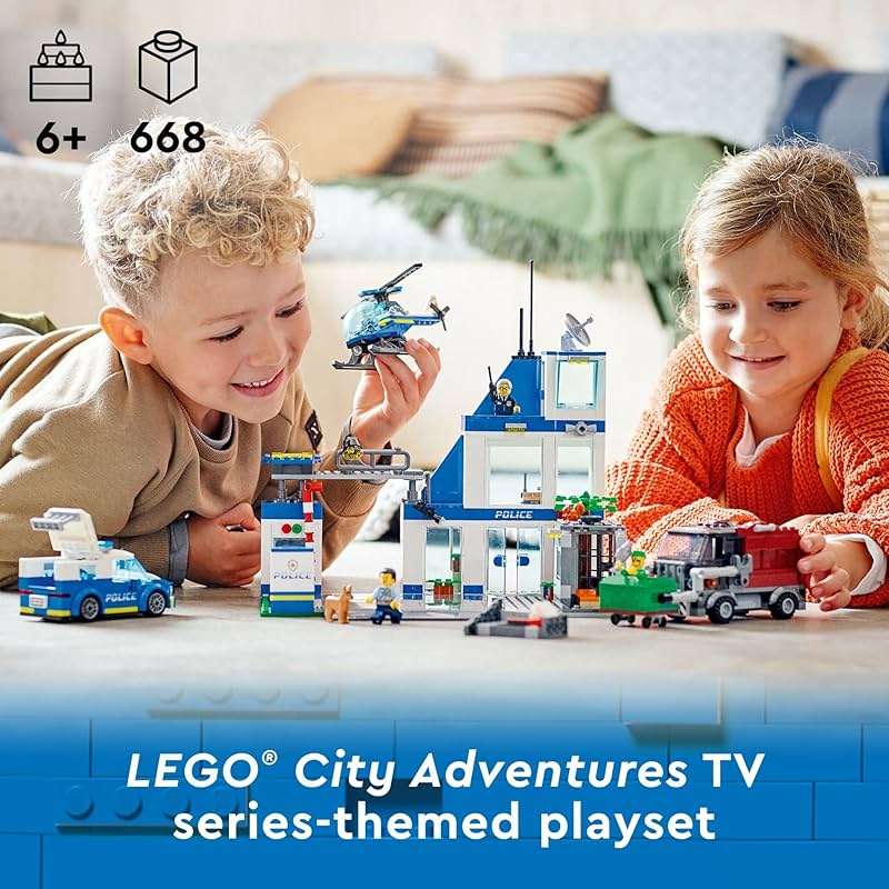 LEGO City Police Station with Van, Garbage Truck & Helicopter Toy 60316, Gifts for 6 Plus Year Old Kids, Boys & Girls with 5 Minifigures and Dog Toy - Image 2