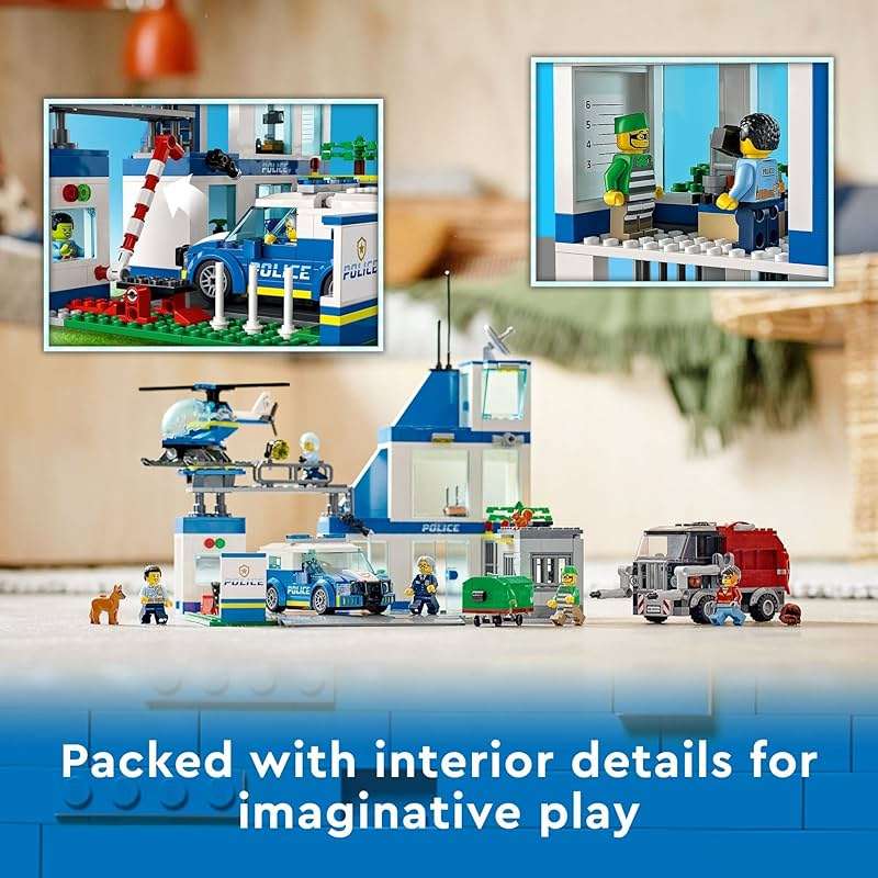 LEGO City Police Station with Van, Garbage Truck & Helicopter Toy 60316, Gifts for 6 Plus Year Old Kids, Boys & Girls with 5 Minifigures and Dog Toy - Image 3