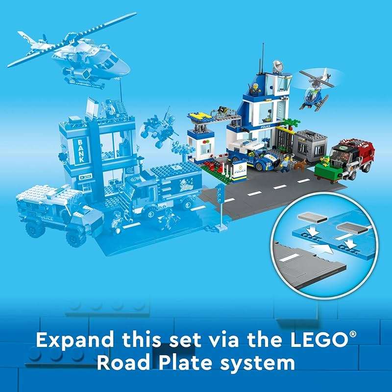 LEGO City Police Station with Van, Garbage Truck & Helicopter Toy 60316, Gifts for 6 Plus Year Old Kids, Boys & Girls with 5 Minifigures and Dog Toy - Image 5