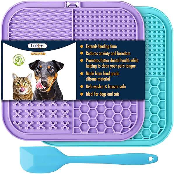 LUKITO Lick Mat for Dogs & Cats 2 Pack with Suction Cups, Dog Lick Mat for Anxiety Relief, Dog Toys to Keep Them Busy, Peanut Butter Licking Pad for Boredom Reducer, Perfect for Bathing Grooming - Image 1